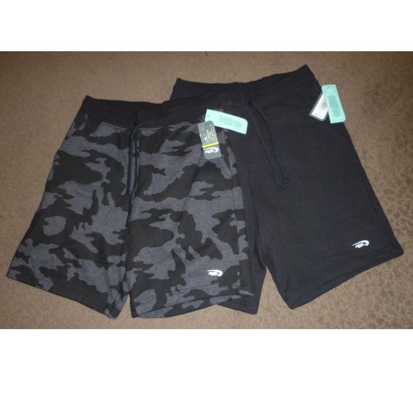 MTA Sport Shorts 2 Pairs Mens Mta Sport Fleece Gym Shorts Black